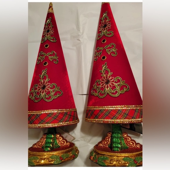 Pair 2019 Katherines Collection 24" Jeweled Cone Tree Christmas Wishes Holiday - Picture 11 of 11